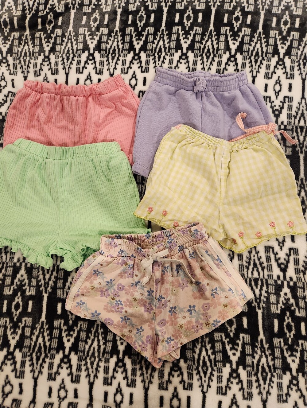 Girls' Pastel Mix Shorts Bundle - Pink, Purple, Green, Yellow, Floral, Size 3T